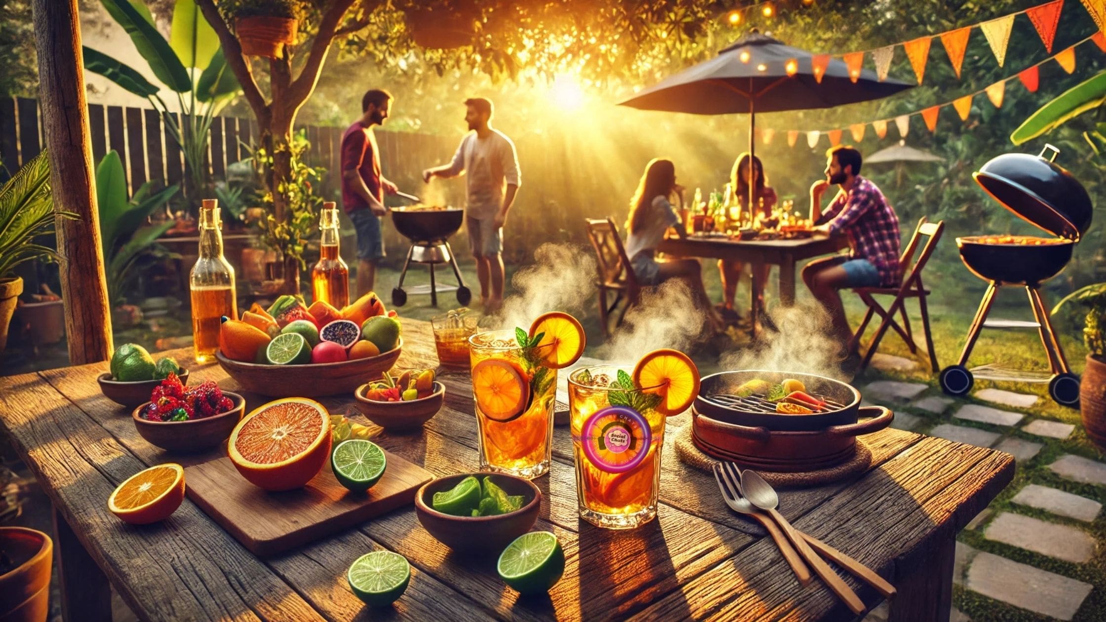 Citrus health benefits, DIY citrus uses, essential oils benefits: A vibrant citrus BBQ scene